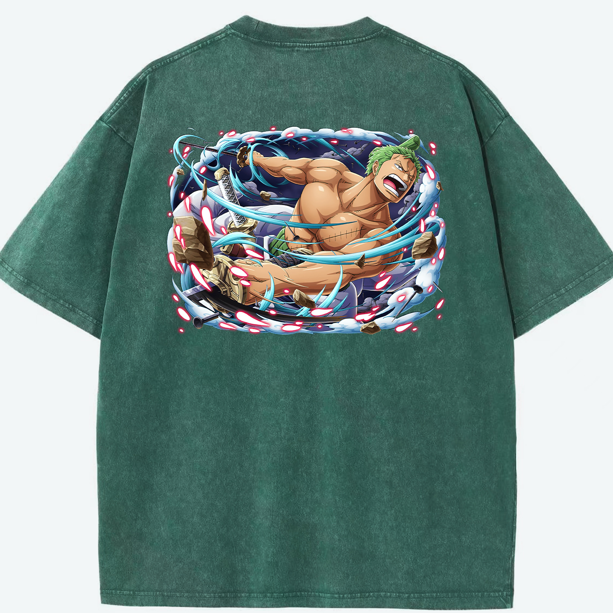 ワンピース ロロノア・ゾロ ONE PIECE Roronoa Zoro 綿100% ヴィンテージ風 半袖Tシャツ（背面プリント）